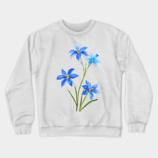 dotted blue eyes grass flower watercolor Crewneck Sweatshirt